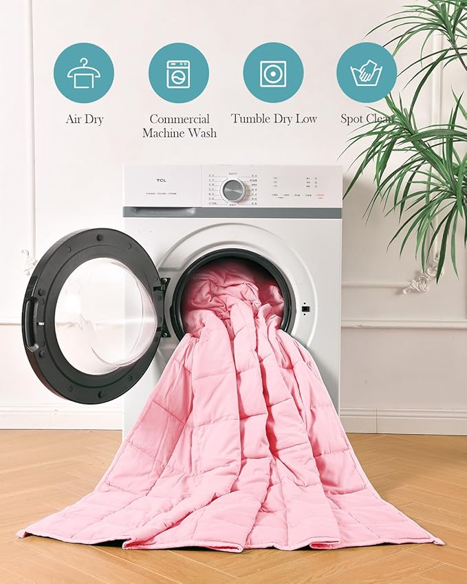 Topblan Weighted Blanket Full Size, Breathable 12lbs Weighted Blanket for Adults, Cooling Blanket for Bed Sofa,Warm Heavy Blanket Machine Washable,48 x 72 inches, Pink