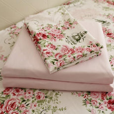 FADFAY Rose Floral 4 Piece Bed Sheet Set 100% Cotton Deep Pocket-Cal King