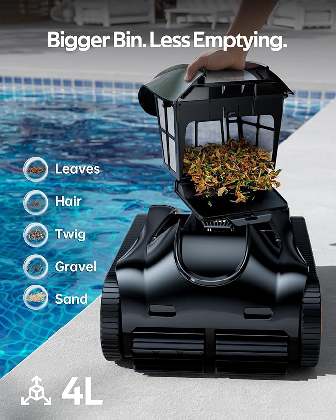 (2025 Upgrade) Pool Cleaner K60, 6H Runtime Cordless Robotic Pool Vacuum, Touch Screen, Smart Navigation, Cleans Floor, Walls, Waterline, Ideal for Above & In-Ground Pools, Self-Parking