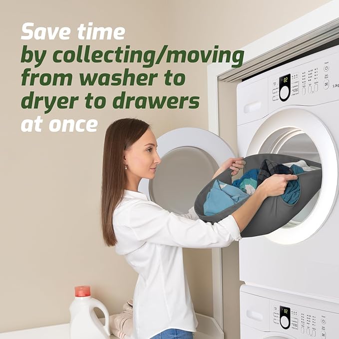 Laundry Turtle Collapsible Laundry Basket | Revolutionary Foldable Laundry Hamper | Innovative Laundry Basket for Dirty Clothes Washing & Dryer Removal Portable Laundry Grabber (Grey, Large)