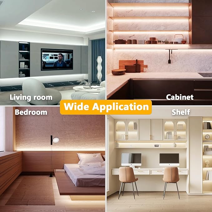 DAYBETTER COB LED Strip Lights, Tunable White(2700K-6500K) COB LED Lights with 3040 LEDs, 24V Adapter, RF Remote, Dimmable High Density Uniform LED Strip for Bedroom, Kitchen, Cabinet, CRI90+, 16.4ft