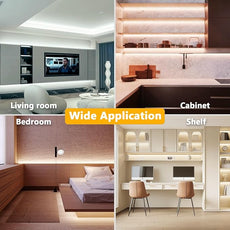 DAYBETTER COB LED Strip Lights, Tunable White(2700K-6500K) COB LED Lights with 6080 LEDs, 24V Adapter, RF Remote, Dimmable High Density Uniform LED Strip for Bedroom, Kitchen, Cabinet, CRI90+, 32.8ft