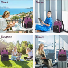 Laptop Backpack for Women Work Bag - 15.6 inch Travel Backpack with USB Charger Business Computer Backpacks for Work College Back pack for Teacher Casual Waterproof Bookbag for Nurses Purple