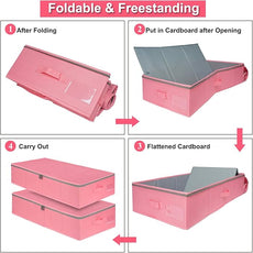 punemi Under Bed Storage Containers, Pink Underbed Storage With Rigid Side/Bottom Support, Closet Organizers And Storage Bins, Blankets Clothes Comforters Storage Bag, Dorm Room Essentials For Girls
