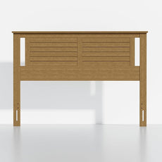 Serene Queen Size Wood Headboard Shiplap-Inspired Panel Design in a Stained Pine Finish