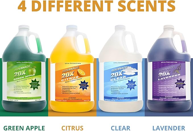 Advanage 20X Cleaner Concentrate Refill 128 oz | All Purpose Multi-Surface Cleaning Concentrate | Replace Every Household Cleaner | Natural and Citrus Scent, Human-Safe Cleaner USA Made