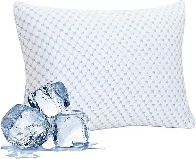 XWZO Cooling Pillow for Sleeping King Size Set of 1, Shredded Memory Foam Pillows Adjustable Gel Bed Pillows for Side Back Stomach Sleepers with Washable Removable Cover