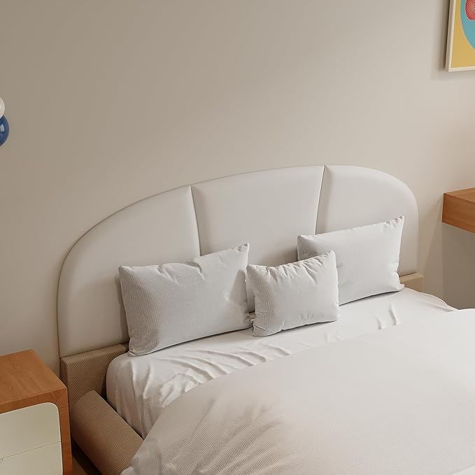 Yutianli Upholstered Headboard Queen Size 59"x 20" Wall Mounted Peel and Stick Headboard White Anti Collision Padding