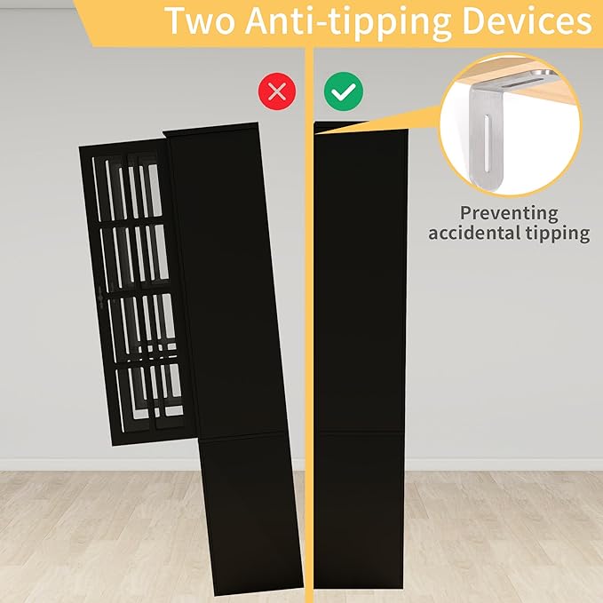 78.8" Tall Bookcase Display Storage Cabinet Hutch with Glass Doors & Drawers - Curio Display Bookshelf Kitchen Pantry for Home, Kitchen, Living Room.