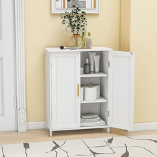 Bathroom Storage Floor Cabinet Freestanding Organizer with Adjustable Shelves for Bathroom Laundry Room,2 Doors