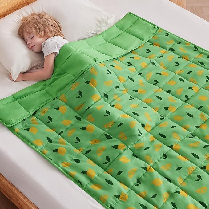 anfie Weighted Blanket Kids(40"x60" 10lbs) Weighted Blanket Cooling Blanket for Sleeping,Throw Size Breathable Blanket with Premium Glass Bead(Lime Green)