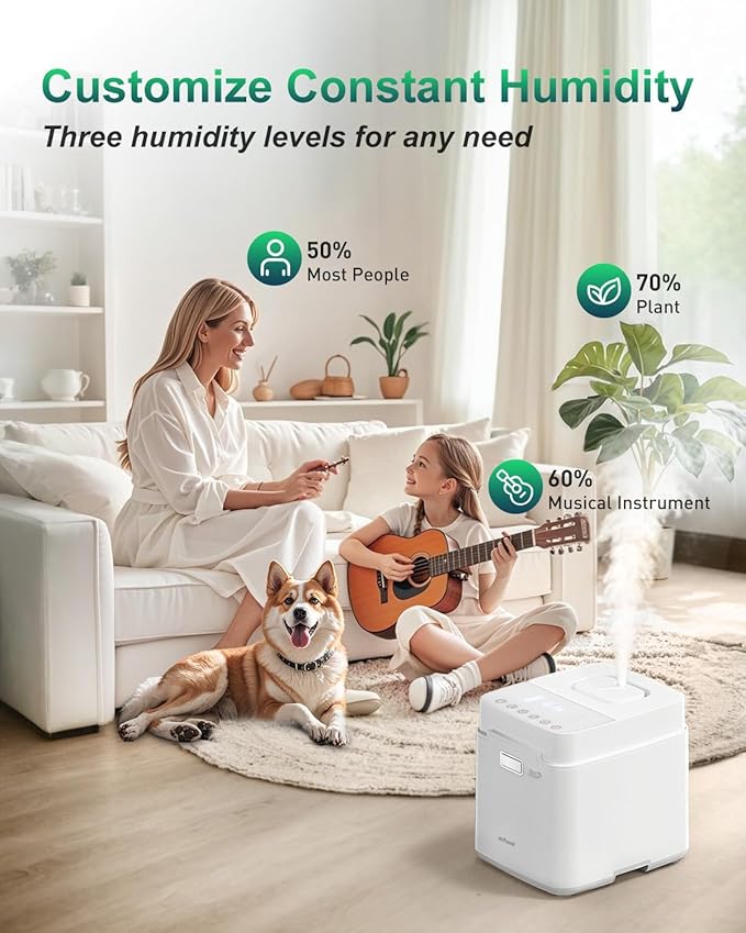 Mifasol Stainless Steel Warm Mist Humidifier, 3.3L/0.87Gal Steam Humidifier Large Room up to 800 sq ft, Easy to Clean Humidifiers for Bedroom Baby Nursery Home Office, White