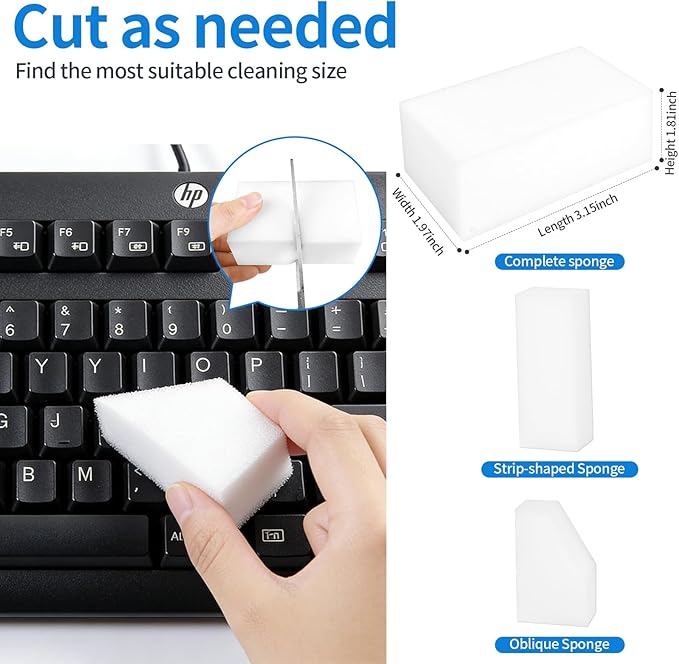 100-Pack Magic Cleaning Sponges Eraser, Multi-Functional Melamine Sponge Foam Cleaning Pads for Household Kitchen Bathroom Furniture Bathtub Sink Cleaning Kitchen Dish Sponge, 3.1"x1.9"x1.2"