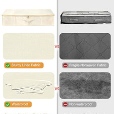 punemi Underbed Storage, 2 Pack Clothing Storage Bags W/Upgraded Handles, Large Capacity Underbed Shoe Container Organizer, Dorm Essentials Bins for Blanket, Pillows, Comforters & Quilts, Beige