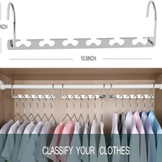 Meetu Space Saving Metal Clothes Hangers 6X2 Slots Magic Cascading Hanger Updated Hook Design Closet Organizer (Pack of 4)