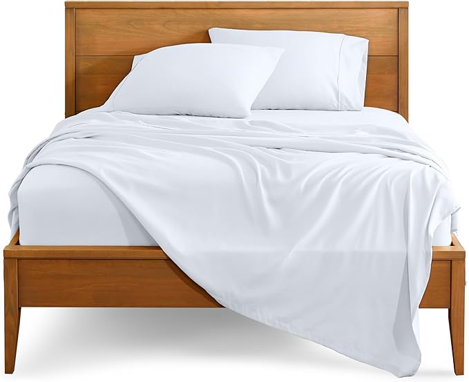 Bare Home Full XL Sheet Set - Luxury 1800 Ultra-Soft Microfiber Full Extra Long Bed Sheets - Double Brushed - Deep Pockets - Easy Fit - 4 Piece Set - Bedding Sheets & Pillowcases (Full XL, White) BareHome