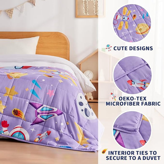 anfie Weighted Blanket Kids(36"x48" 3lbs) Weighted Blanket Cooling Blanket for Sleeping,Throw Size Breathable Blanket with Premium Glass Bead(Purple Aerospace)