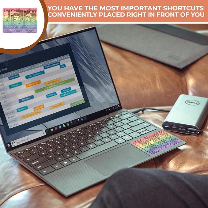 Synerlogic (2pcs) Word/Excel Windows Shortcut Sticker | Reference Guide Keyboard Shortcuts | Work from Home Essentials | Excel Shortcuts Cheat Sheet Laminated Vinyl (Rainbow/Small/2)