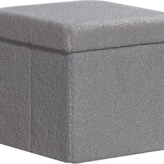PINPLUS Storage Ottoman Cube Square Shaped Ottomans with Storage Foot Stool Footrest for Lving Room Boucle Ottoman Seat for Dorm Room,Faux Teddy Fur Grey,12.6