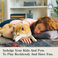 Lahome Modern Abstract Round Rug 4Ft - Washable 4x4 Circle Rugs for Living Room Bedroom Bathroom Non Slip, Soft Indoor Floor Carpet for Kitchen Entryway Family Room, Red/Multi