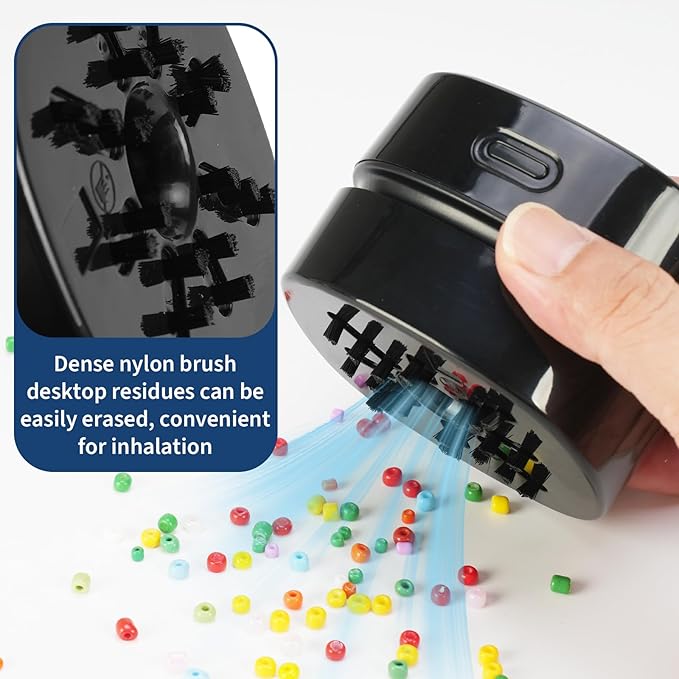 Desktop Vacuum Cleaner, Mini Table Dust Crumb Sweeper USB Charging for Cleaning Eraser Crumbs, Dust, Crumbs, Computer Keyboard and Car (Black)