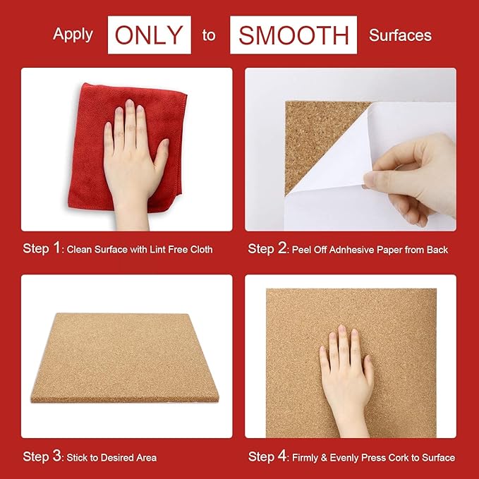 Cork Board Tiles 12”X 12” – 1/2” Thick Cork Board – Bulletin Board – Pin Board Decoration for Pictures,Ultra Strength Adhesive Backing – 9 Pieces Cork Boards for Walls – 1 Box Push Pins
