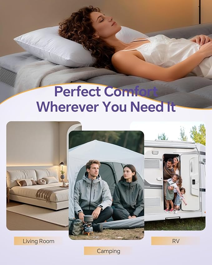Dual Layer 4 Inch Memory Foam Mattress Topper Queen - 2 Inch Gel Memory Foam and 2 Inch Pillow Top Mattress Pad, 7-Zone Egg Crate Queen Size Mattress Topper (Grey)