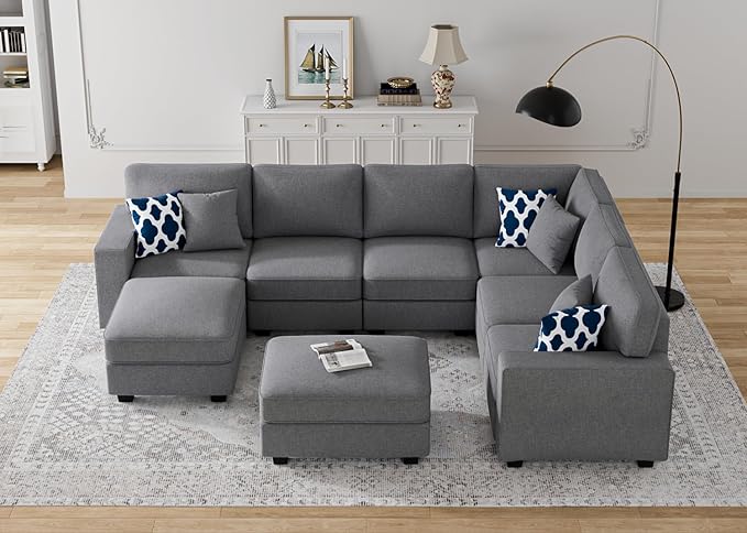 Legend Vansen Modular Sectional Sofa U Shaped Couch with Ottoman Modern Reversible Corner Sectional Couch for Living Room (Dark Grey, U Shaped Sofa-3)