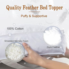 WhatsBedding Duck Feather Bed Mattress Topper, 100% Cotton Memory Foam Mattress Topper, 2500GSM Overfilled Pillow Top, Hotel Collection