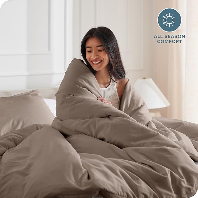 Bare Home Bedding Duvet Cover King Size - Premium 1800 Super Soft Collection - Lightweight, Cooling - Soft Breathable Bedding Duvet Cover (King, Taupe)