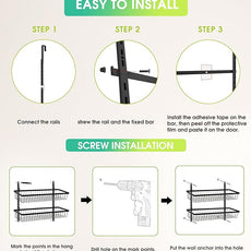 9-Tier Over The Door Pantry Organizer, Pantry Storage and Organization, Black Metal Hanging Spice Rack Seasoning Shelves Door, Wall Mount for Home & Kitchen, Laundry Room Bathroom Organization