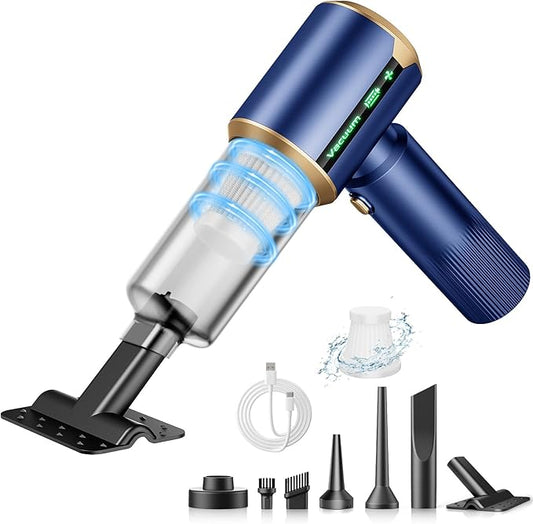 Car Handheld Vacuum Cordless: Car Vacuum Cleaner with 16000Pa Ultra-Strong Suction, Brushless Motor & HEPA Filter - Lightweight Design for Drivers and Office Workers - Blue