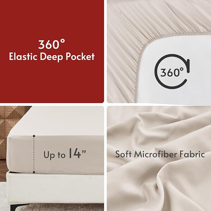 MUXHOMO 7 Pieces Full Comforter Set, Reversible Bed in a Bag Full Size, All Season Bedding Set with Comforter, Flat Sheet, Fitted Sheet, Pillowcases & Shams, Sage Green & Beige