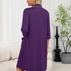 Ekouaer Zipper Robes for Women 3/4 Sleeve Housecoats Knee Length Bathrobe Lightweight Nightgown with Pockets S-3XL