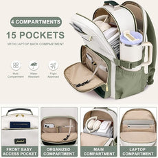 Laptop Backpack for Women Bookbag: 17 inch Work School Backpacks with Pouch Pocket for Large Capacity Cup & USB Charger College Book Bag Travel Business Nurse Teacher Bookbags Anti-theft Back Pack