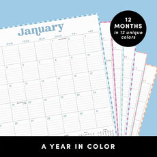 PAPERAGE 2026 Calendar, 12 Months (January 2026 - December 2026), Large (11.4 in x 14.76 in), Spiral Bound, 2026 Vertical Wall Calendar with Monthly & Yearly Views, Premium Paper - Pastel