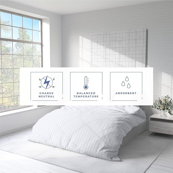 Kotton Culture 120"x120" 3 Pc Super King Plus/Super Oversize King Duvet Cover Set 100% Egyptian Cotton 600 TC Comforter Cover Zipper Closure & Corner Ties -Fits Only Extra Large Inserts -Striped White