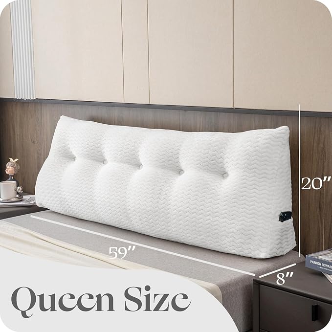 Large Bolster Triangular Headboard Wedge Backrest Positioning Support Bed Rest Reading Pillows Headboard Wedge Pillows for Day Bed with Removable Cover
