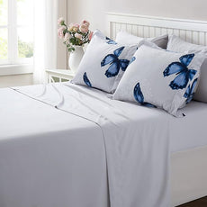 ARTALL Butterfly Pattern Bed in A Bag Bedding 8 Piece King Comforter Sets 1 Comforter, 2 Pillow Shams, 1 Flat Sheet, 1 Fitted Sheet, 1 Bed Skirt, 2 Pillowcases,Blue