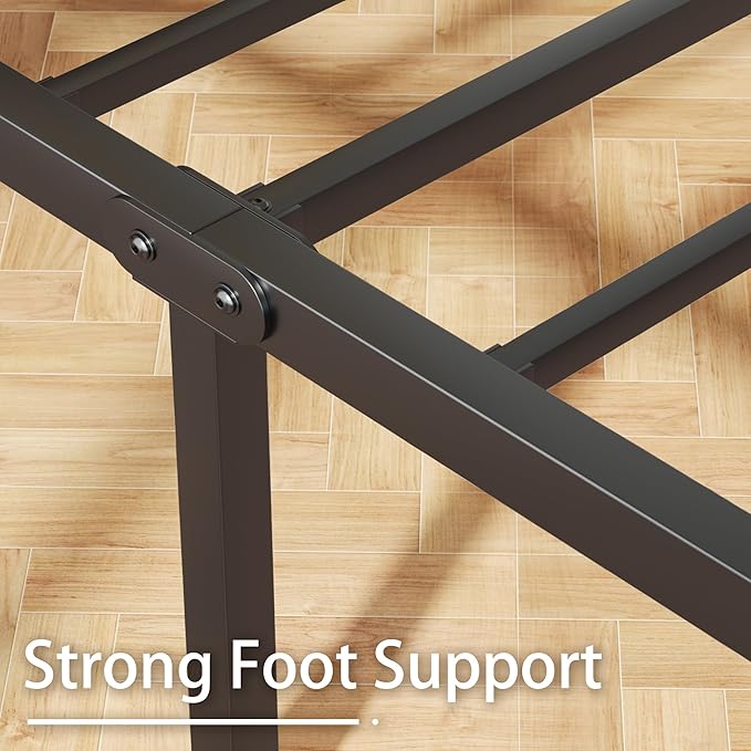 Twin Bed Frame with Headboard and Footboard, Metal Twin Bed Frame with Under Bed Storage, All-Metal Support System, No Box Spring Needed, Easy Assembly,Rustic Brown