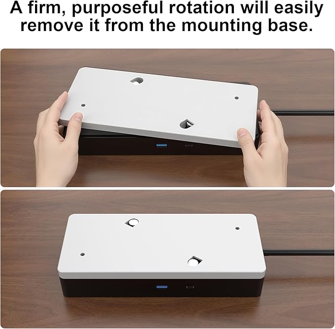 Under Desk Mount for Dell WD19 / WD19S / WD19TBS / WD19TB / WD22TB4 Dock + Power Bricks (for 180W and 130W), Docking Station & Power Bricks Holder, White