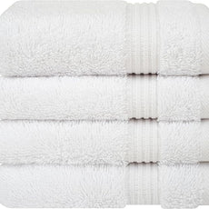 Cotton Paradise 100% Cotton Turkish Washcloth Set for Bathroom, 4 Piece Soft Absorbent Small Hand Face Towels Wash Rags, White