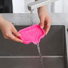 Silicone Bathroom Soap Dishes with Drain Spout-Bathroom and Kitchen Sink Organizer,Sponge Holder,Dish Soap Tray,Perfect for Dispenser,Scrubber,Bottle,Cup on Sink or Counter-Rose 4.9