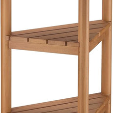 Fully Assembled Teak Corner Bath Shower Storage Stand, Corner Shelves, Shower Caddy 26.5
