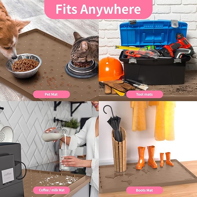 Sdpeia Under Sink Mat 22"×22" Waterproof Silicone Cabinet Liner & Sink Protector for Kitchen & Bathroom, Multi-Purpose Organizers Tray for Pets, Laundry, Cat Litter Mat