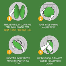 Laundry Turtle Collapsible Laundry Basket | Revolutionary Foldable Laundry Hamper | Innovative Laundry Basket for Dirty Clothes Washing & Dryer Removal Portable Laundry Grabber (Green, Small)