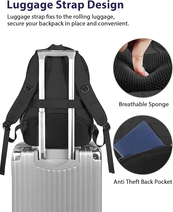 MATEIN 15.6 Inch Backpack for Men Women, 20 L Personal Item Casual Backpack Airline Approved, Water Resistant Laptop Computer Backpack with Multiple Organized Pockets, Black