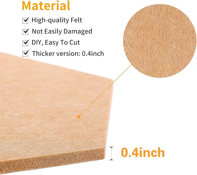 12" Large Bulletin Board with 30 Push Pins, Pack of 8 Hexagon Felt Pin Board Notice Boards for Home Office, Felt Wall Tiles for Photos Memos (Brown)