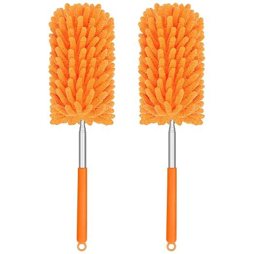 Mini Duster for Cleaning, 360° Bendable Hand Dusters with Extension Pole, Washable Small Duster for Car Interior, Office, Furniture