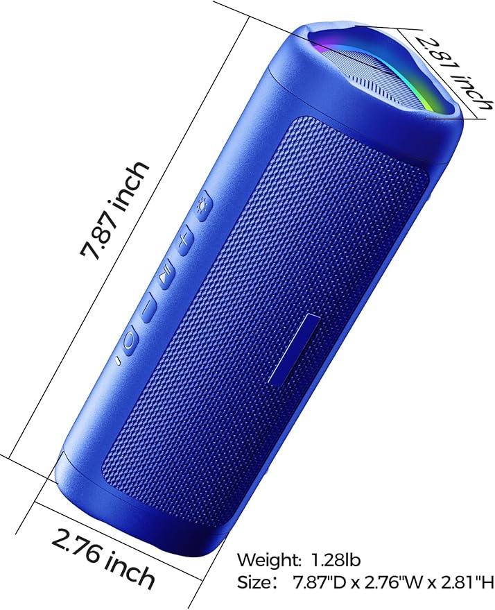 Bluetooth Speaker with HD Sound, Portable Wireless, IPX5 Waterproof, Up to 20H Playtime, TWS Pairing, BT5.3, for Home/Party/Outdoor/Beach, Electronic Gadgets, Birthday Gift (Blue)